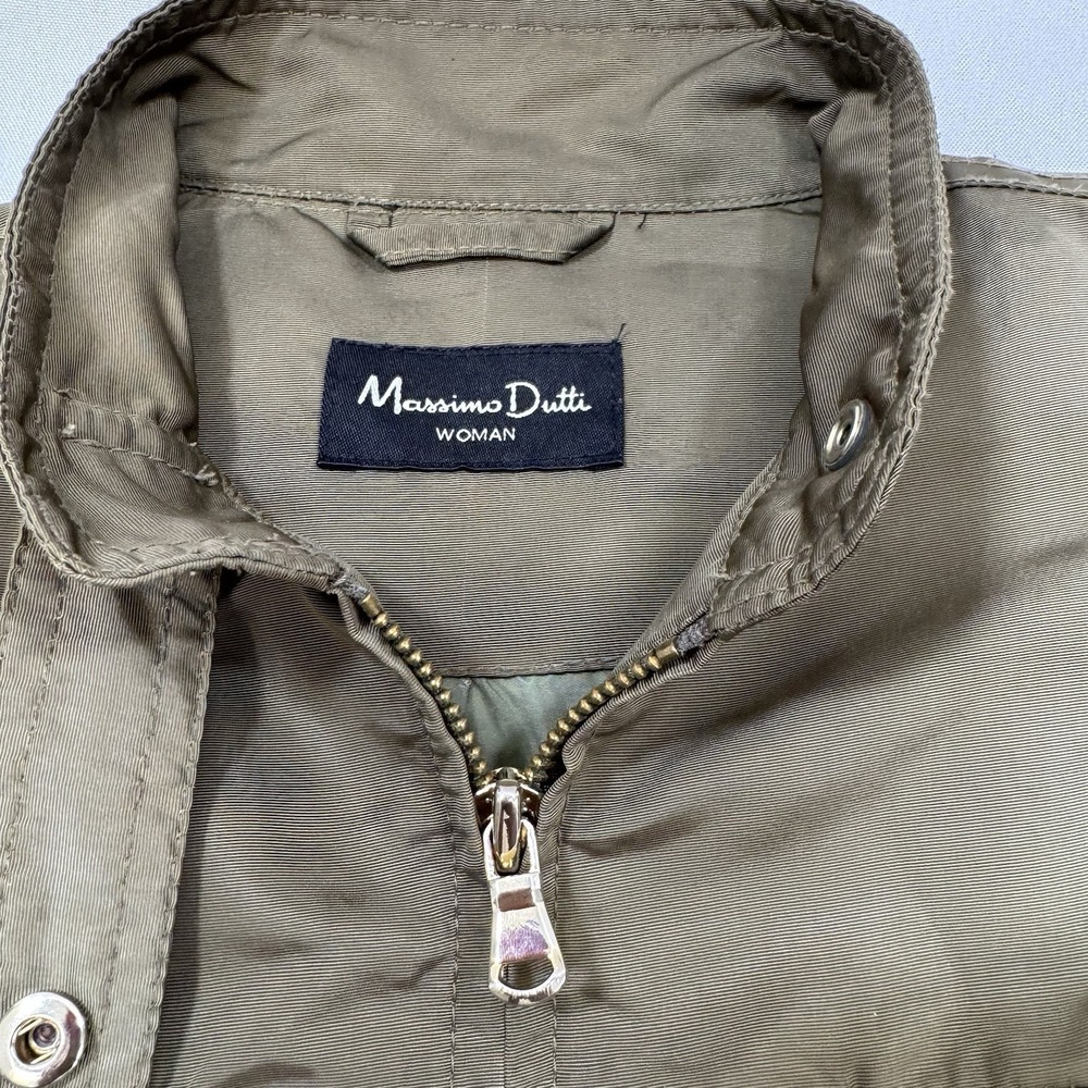 Massimo Dutti Women's Medium Bomber Jacket Lightweight Military‎ Minimalist Chic - Picture 9 of 16